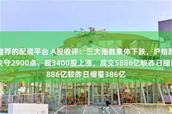 推荐的配资平台 A股收评：三大指数集体下跌，沪指跌0.52%失守2900点，超3400股上涨，成交5886亿较昨日缩量386亿