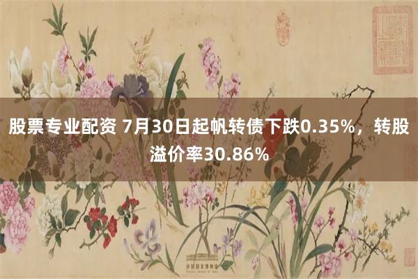 股票专业配资 7月30日起帆转债下跌0.35%，转股溢价率30.86%