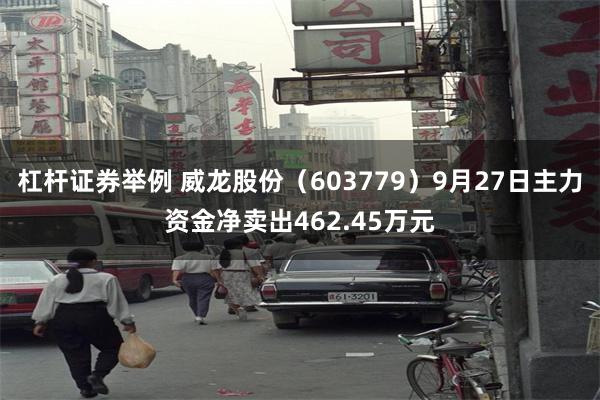 杠杆证券举例 威龙股份（603779）9月27日主力资金净卖出462.45万元