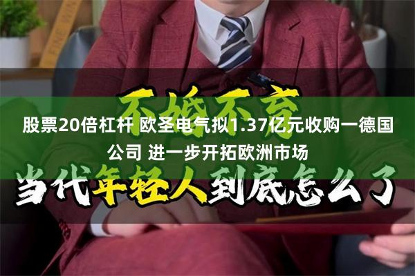 股票20倍杠杆 欧圣电气拟1.37亿元收购一德国公司 进一步开拓欧洲市场